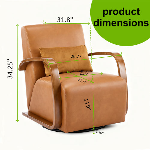 Wood Armrest Single Swivel Sofa Chair