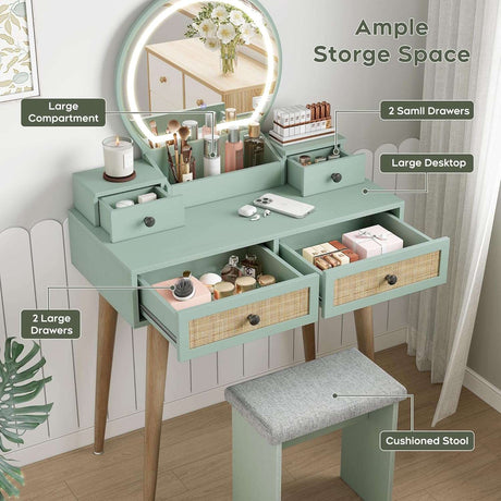 30" Vintage Makeup Vanity Table Set