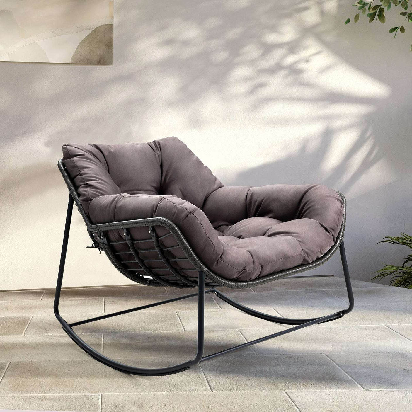 Cozy Wicker Outdoor Rocking Chair