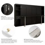 Queen Horizontal Murphy Bed with Desk & Storage – Black