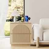 Yechen Modern Arched Reeded Wood Bed | 2 Storage Drawers | Natural Oak