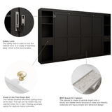 Queen Horizontal Murphy Bed with Storage Cabinets – Black