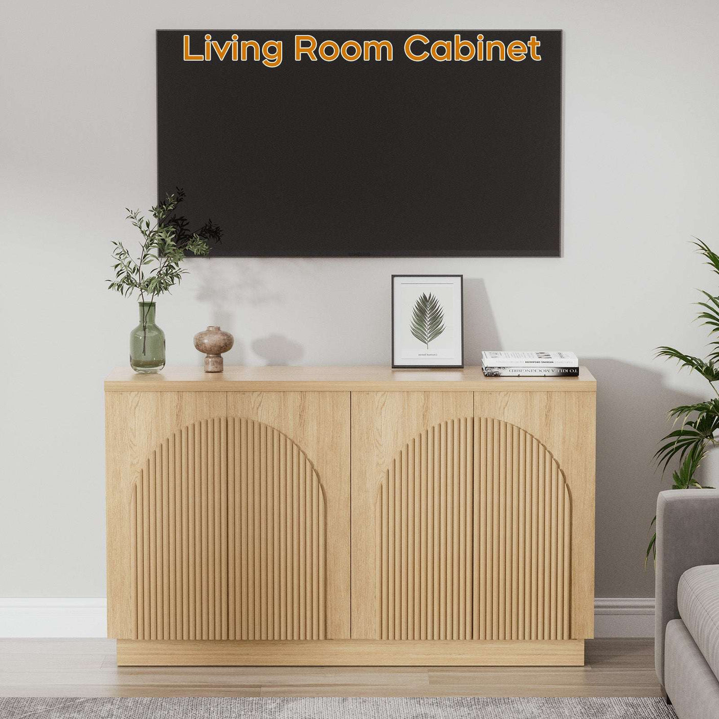 Arched Reeded Design Sideboard Buffet Cabinet