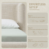 YECHEN Queen Cloud Bed Frame - Modern Upholstered Platform Bed with Curved Headboard, Water-Resistant Bouclé Fabric, Tool-Free Assembly, No Box Spring Needed