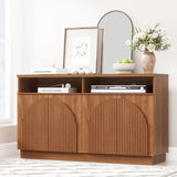 Fluted Sideboard Buffet Cabinet with Arched Reeded Doors - Mid Century Modern Storage