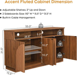Fluted Sideboard Buffet Cabinet with Arched Reeded Doors - Mid Century Modern Storage