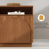 Fluted Sideboard Buffet Cabinet with Arched Reeded Doors - Mid Century Modern Storage