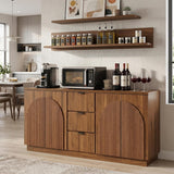 67" Fluted Sideboard Buffet Cabinet with 4 Doors & 3 Drawers - Mid Century Modern Storage