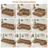 Oversized Modular Tufted Velvet Deep Seat Sofa with Ottomans - 32D Foam, No Assembly Required