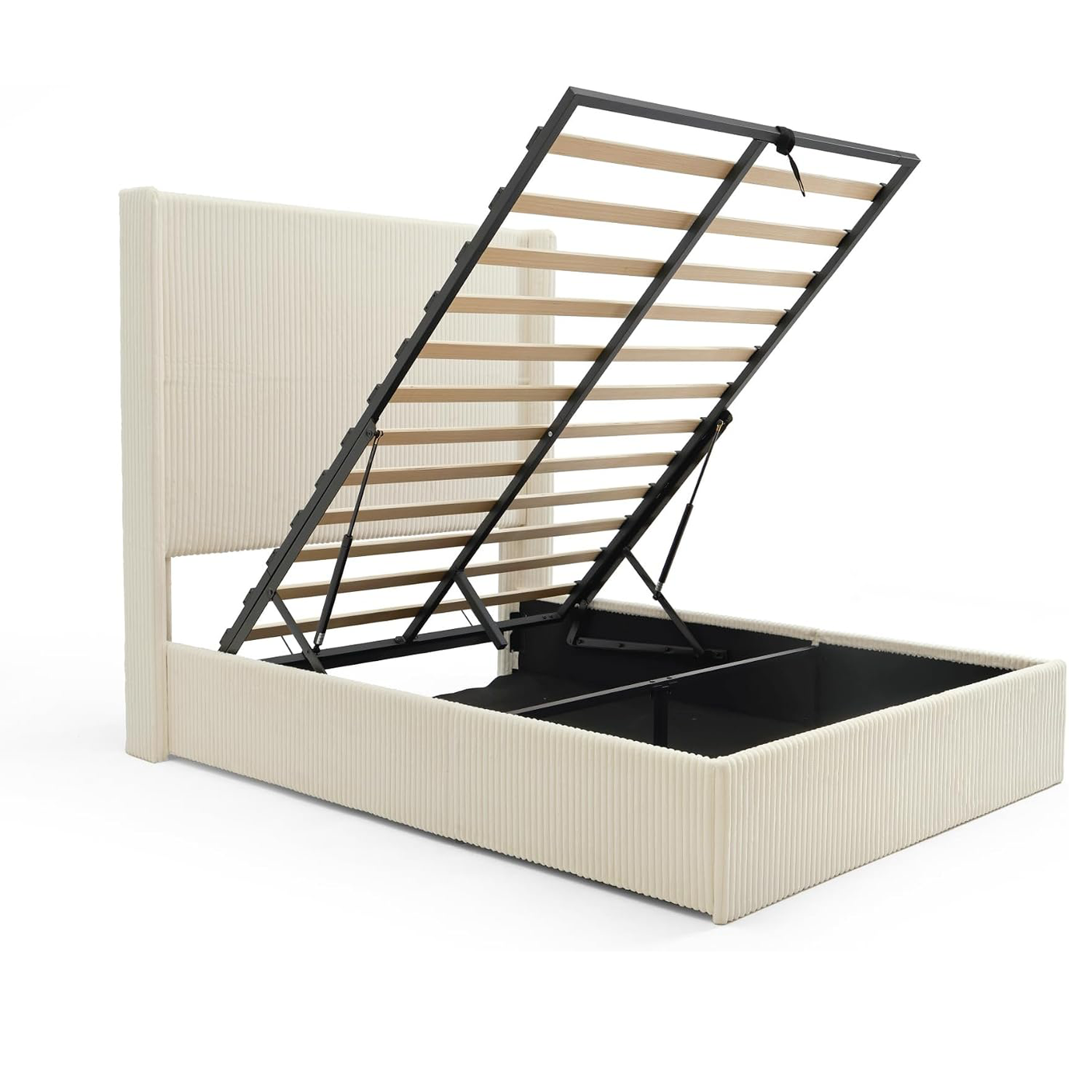 Yechen Hydraulic Lift Storage Bed 51.2" Tall Upholstered Headboard