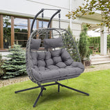 Double Egg Swing Chair with Stand for Outdoor