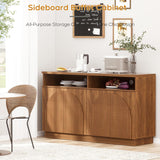 Fluted Sideboard Buffet Cabinet with Arched Reeded Doors - Mid Century Modern Storage