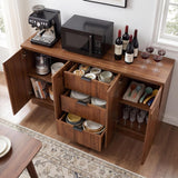 67" Fluted Sideboard Buffet Cabinet with 4 Doors & 3 Drawers - Mid Century Modern Storage