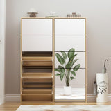 Yechen Mirror Shoe Cabinet with 5 Flip Drawers | Entryway Shoe Rack Storage Organizer for Front Door, Foyer & Hallway