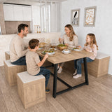 47 Inch Corner Dining Table Set with Storage Stool and Storage Bench