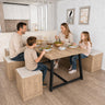 47 Inch Corner Dining Table Set with Storage Stool and Storage Bench
