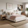 Cloud Boucle Bed Frame | Rounded Headboard, Solid Wood Legs, No Box Spring Needed
