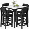 5-Piece Counter Height Dining Set | Marble-Look Top, Padded Chairs, Black
