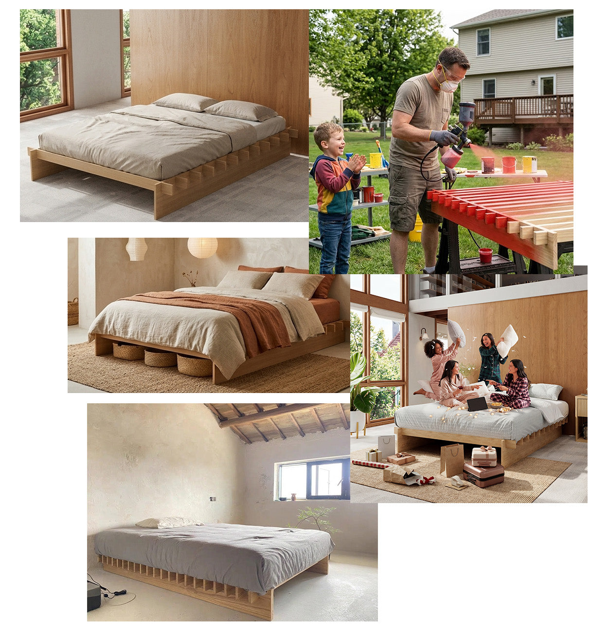 Yechen Natural Oak Platform Bed Frame | Dovetail Joinery, Wooden Slats, No Box Spring Needed