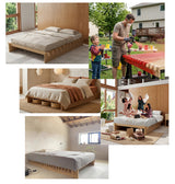 Yechen Natural Oak Platform Bed Frame | Dovetail Joinery, Wooden Slats, No Box Spring Needed