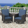 Outdoor Swivel Chair Set | PE Wicker Patio Conversation Set with Cushions | Blue