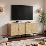 Sideboard Cabinet with Natural Rattan Decorated Doors