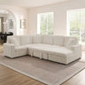 114" U-Shaped Sectional Sofa with Pull-Out Bed, Storage Chaise & USB Ports | Plush Corduroy, Seats 7