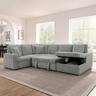 114" U-Shaped Sectional Sofa with Pull-Out Bed, Storage Chaise & USB Ports | Plush Corduroy, Seats 7