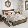 Farmhouse Queen Size Bed Frame with 4 Storage Drawers