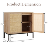 Sideboard Cabinet with Natural Rattan Decorated Doors
