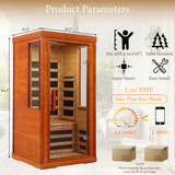 Low EMF Infrared Sauna for Home | 1170W Far Infrared Sauna with Red Light Therapy | 1 Person Carbon Fiber Sauna Room