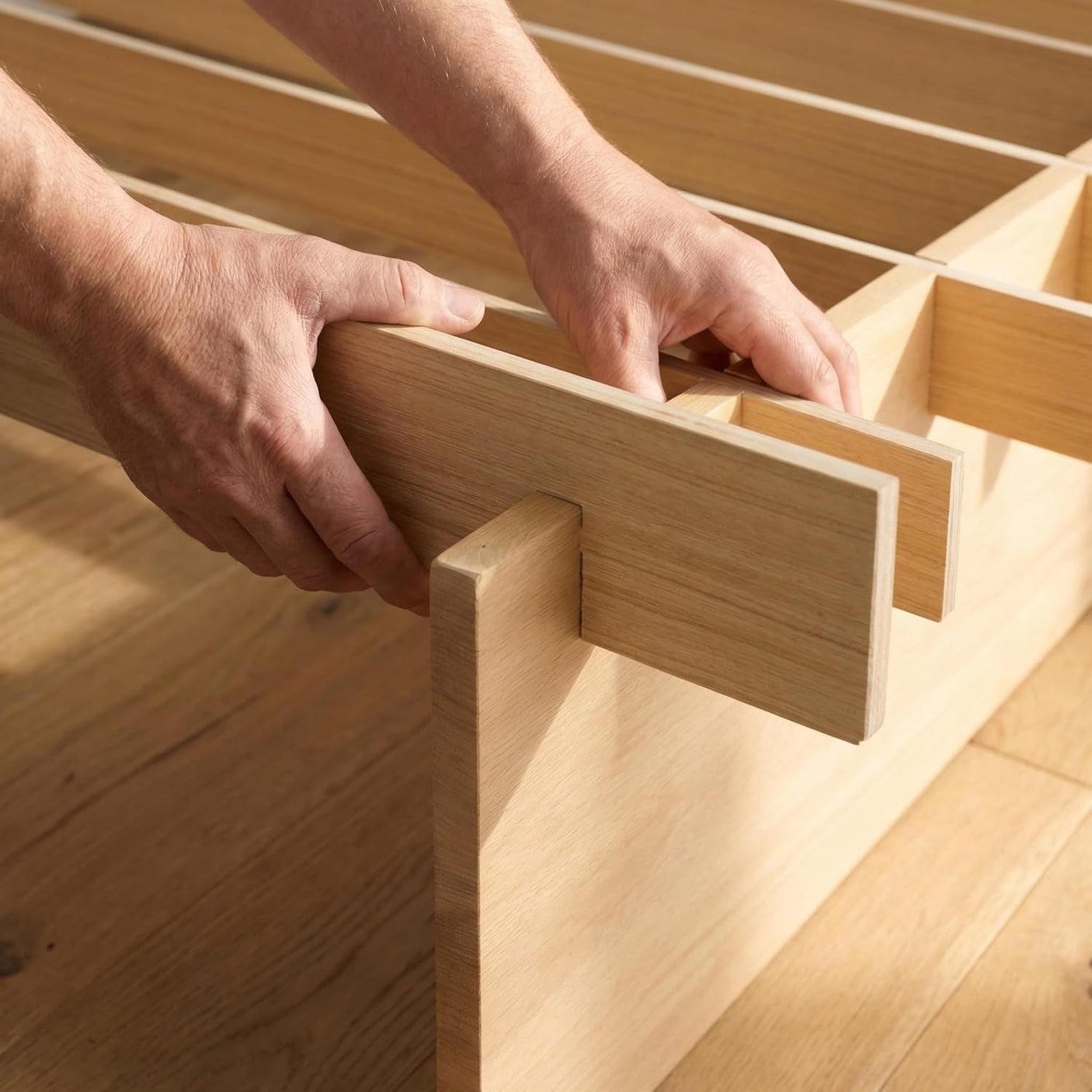 Yechen Natural Oak Platform Bed Frame | Dovetail Joinery, Wooden Slats, No Box Spring Needed