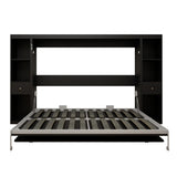 Queen Horizontal Murphy Bed with Desk & Storage – Black
