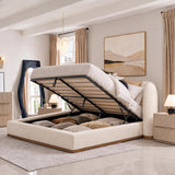Yechen Bouclé Cloud Bed Frame, Queen & King, Standard or Lift-Up Storage