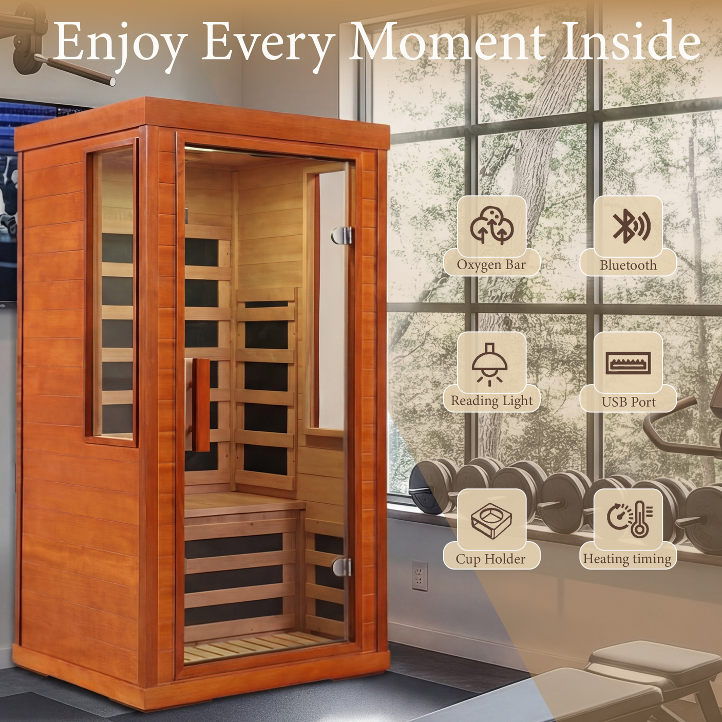 Low EMF Infrared Sauna for Home | 1170W Far Infrared Sauna with Red Light Therapy | 1 Person Carbon Fiber Sauna Room