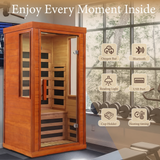 Low EMF Infrared Sauna for Home | 1170W Far Infrared Sauna with Red Light Therapy | 1 Person Carbon Fiber Sauna Room