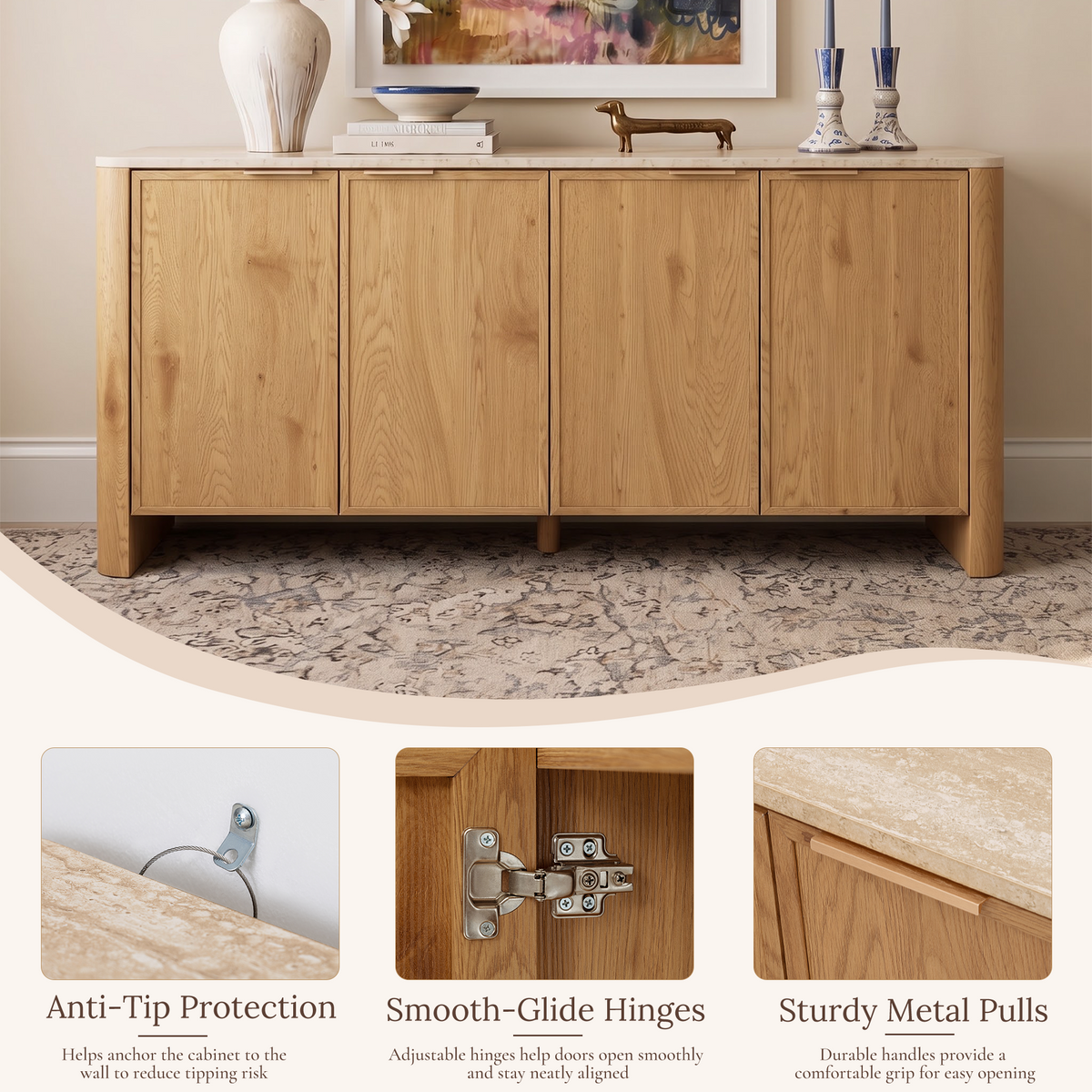 Mid-Century Sideboard with Faux Marble Top | 63″ & 126″