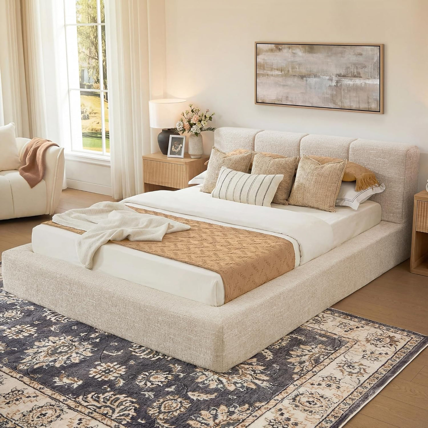 YECHEN Cloud Platform Bed – 15-Min Tool-Free Assembly, CULP® Performance Fabric & Stain-Resistant Cloud Frame