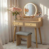 Yechen Boho Rattan Vanity Desk with Stool & LED Mirror | Compact Makeup Table for Small Spaces