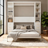 Queen Murphy Bed with Dual Side Storage Cabinets & Bookshelves | Space-Saving Wall Bed | Yechen Home