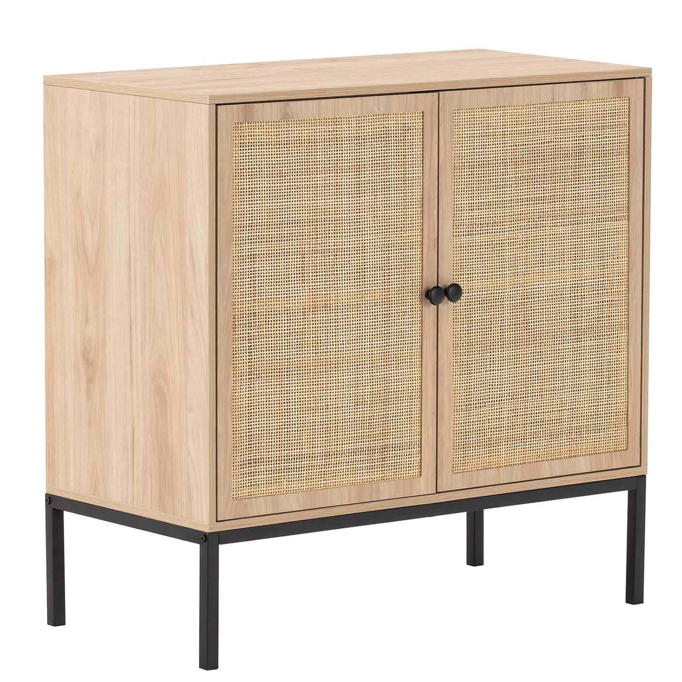Sideboard Cabinet with Natural Rattan Decorated Doors