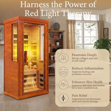 Low EMF Infrared Sauna for Home | 1170W Far Infrared Sauna with Red Light Therapy | 1 Person Carbon Fiber Sauna Room