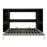 Queen Horizontal Murphy Bed with Storage Cabinets – Black