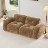 Oversized Modular Tufted Velvet Deep Seat Sofa with Ottomans - 32D Foam, No Assembly Required