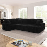 114" U-Shaped Sectional Sofa with Pull-Out Bed, Storage Chaise & USB Ports | Plush Corduroy, Seats 7