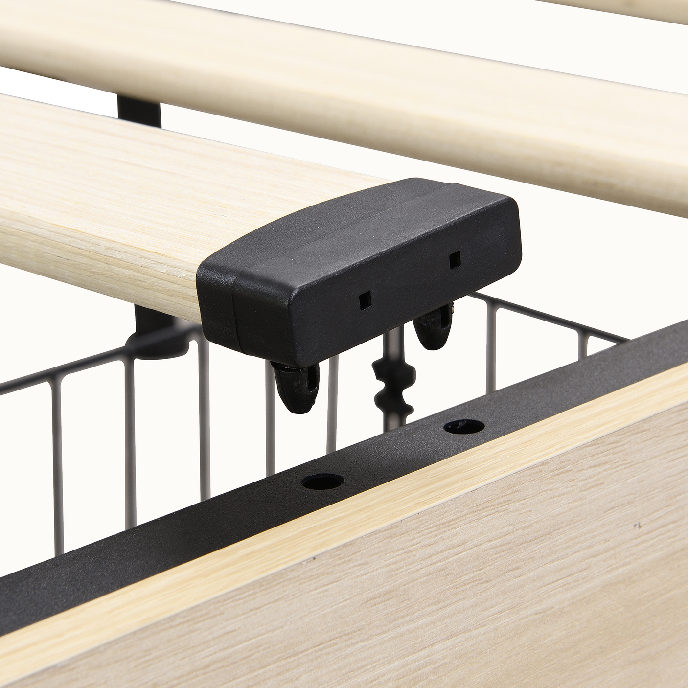 Boho Rattan Queen Bed Frame with Charging Station & 10 Storage Drawers