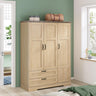 Yechen 3-Door Wooden Wardrobe Closet with Mirror, Drawers & Shelves, Farmhouse Armoire for Bedroom