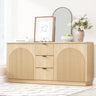 67" Fluted Sideboard Buffet Cabinet with 4 Doors & 3 Drawers - Mid Century Modern Storage