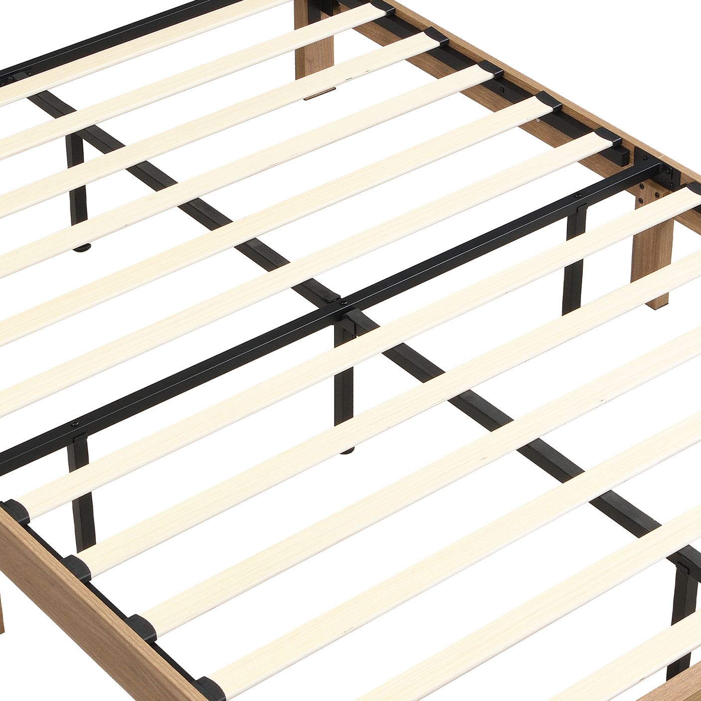 Rattan Boho Bed Frame with Headboard | Full Queen King | Natural Walnut Platform Bed