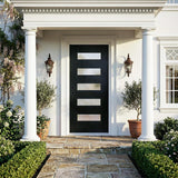 YECHEN 36" x 80" Fiberglass Pre-Hung Front Door, Contemporary Black Entry Door with Frosted Privacy Glass (Left/Right Hand Inswing)